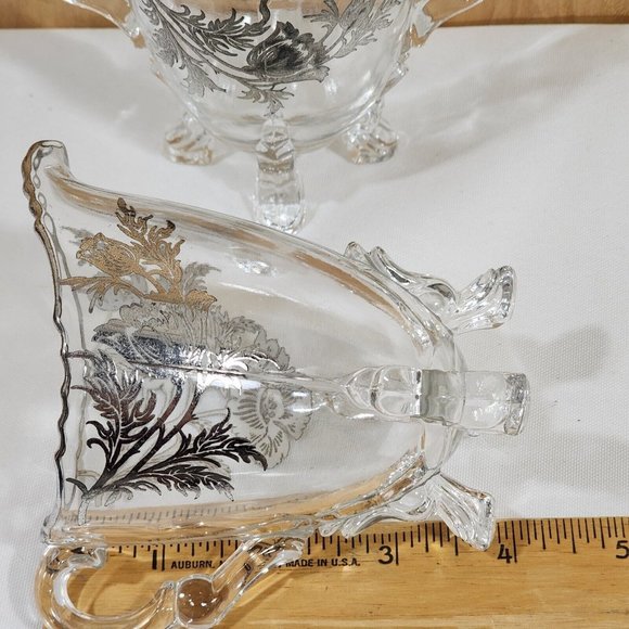 Viking Glass Silver City Flanders Creamer and Sugar 4 toed poppy silver overlay - Picture 9 of 12